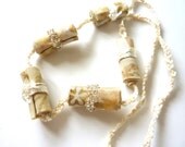Handmade Fibre beaded Necklace, beautiful with neutral coloured beads