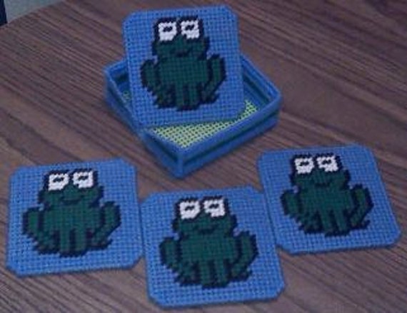 Frog Plastic Canvas Coaster Pattern Set