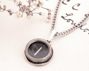Personalized Necklace I Letter Pendant Necklace Typewriter Key Monogram Necklace Personalized Jewelry Customized Name Necklace