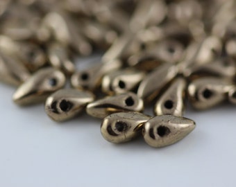 Mini Dagger, Bronze, 2.5x6mm, czech glass bead. 10 grams