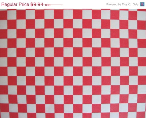 ON SALE - 100 Sheets of Red and White Checkered Deli Wrap Wrapping Paper 12" x 12" Il_570xn