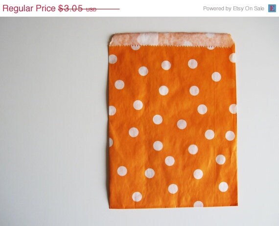 ON SALE 12 Orange DOT Designer Party Favor Bags, Weddings, Birthday, Showers Il_570xn