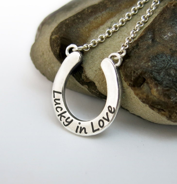 Personalized Lucky Horseshoe Necklace Silver Horseshoe