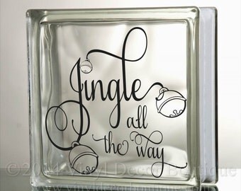 Jingle all the way Glass Block Decal Tile Mirrors DIY Decal for Christmas Glass Blocks Jingle all the way