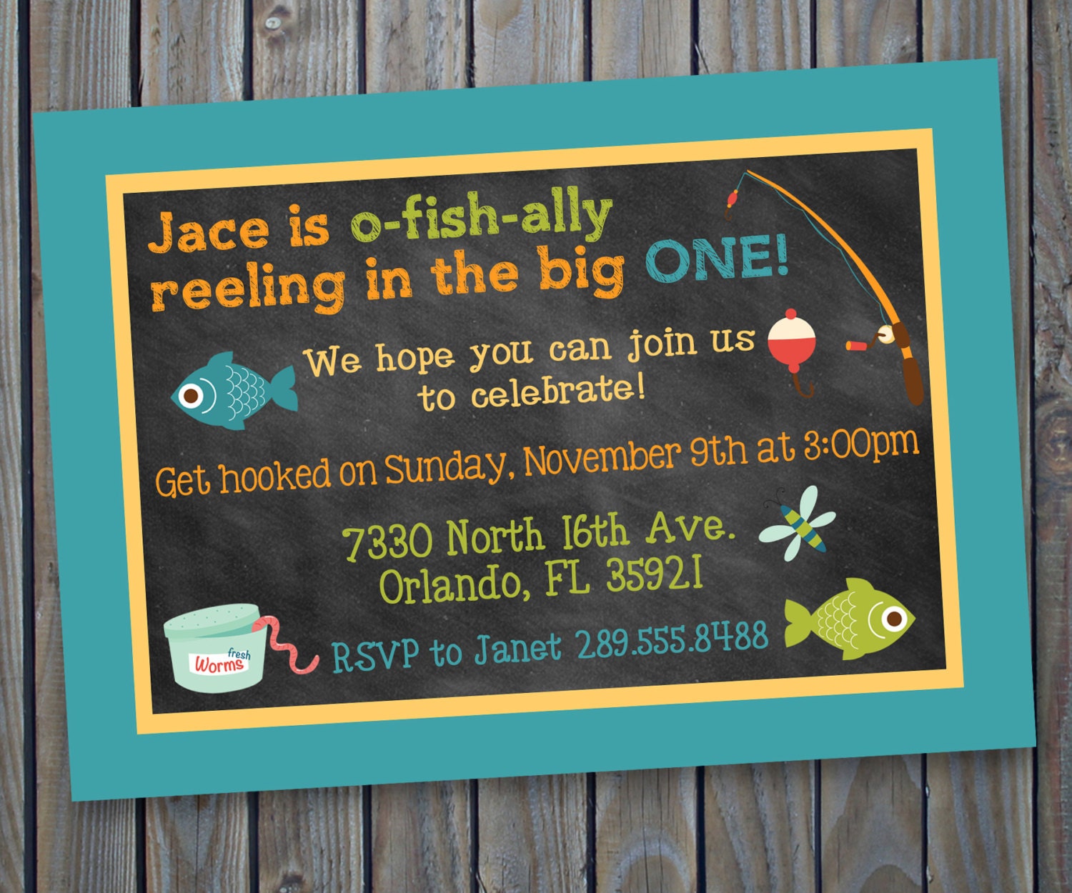 Printable Fishing Theme Birthday Invitation // Fish // Fishing