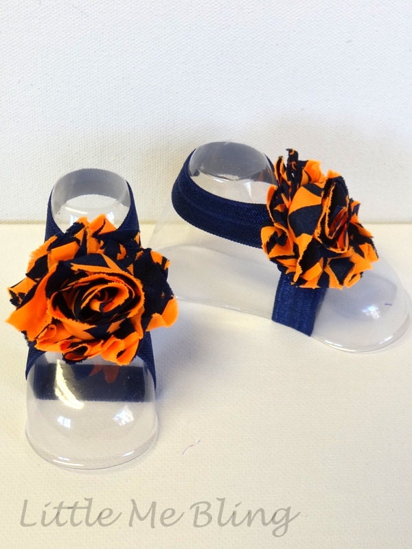 Barefoot Sandals Orange Navy Foot Petals Newborn Infant