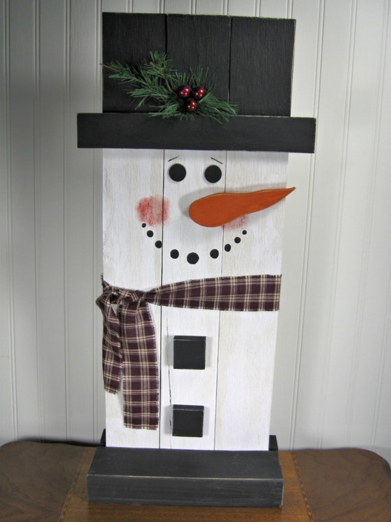 Stand-Up Wooden Snowman Christmas Decoration