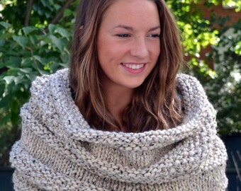 Cozy Bee Shrug- Chunky Knit Shrug (and cowl) - Oatmeal