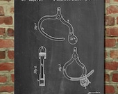 Vintage Police Handcuffs Patent Poster, Police Gift, Police Baby, Prison Art, Military Art, PP389