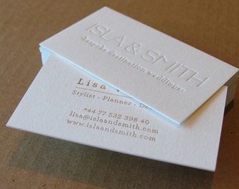 Letterpress Business Cards -100 (1 Letterpress + Gold Foil), Crane's Lettra 600gsm (220lb)