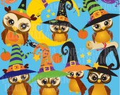 80% OFF Halloween Witch Owls, package of 14 cliparts , vector graphics, digital clipart AMB-300 Il_170x135