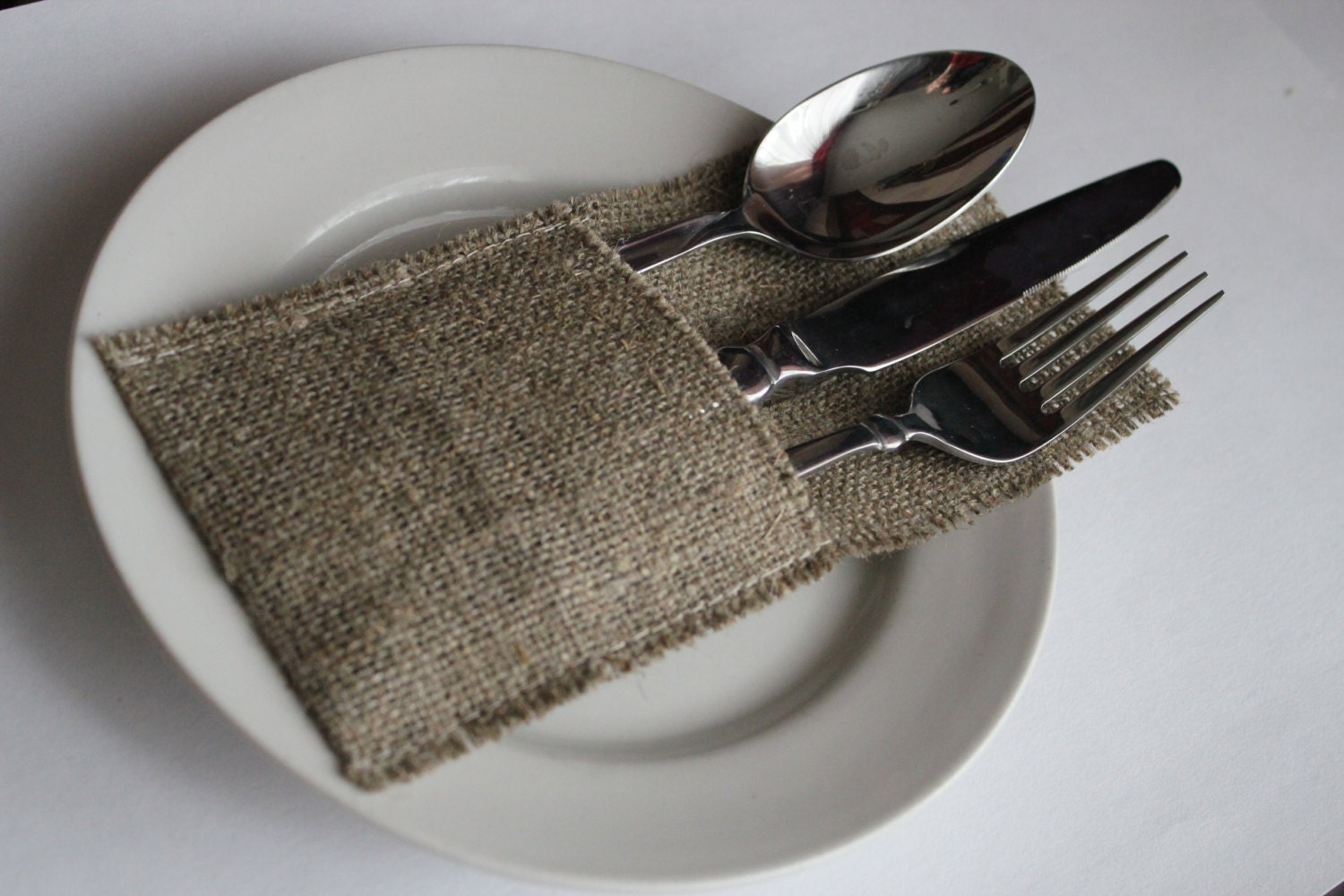 Wedding Burlap Silverware Holders Rustic table decor Set