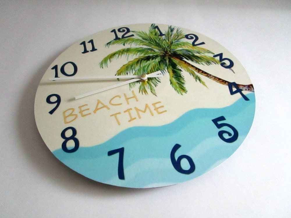 Beach House Wall Clock Tropical Palm Tree Clock Beach Time