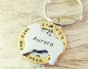 Australian Shepherd dog tag personalized dog tag 3 piece Pet tag Pet Id Tag Hand stamped custom Made with your Pets Name/phone number