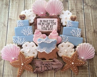 Beach Wedding Cookies, Wedding Cookies, Beach, Nautical, Cookie Favors