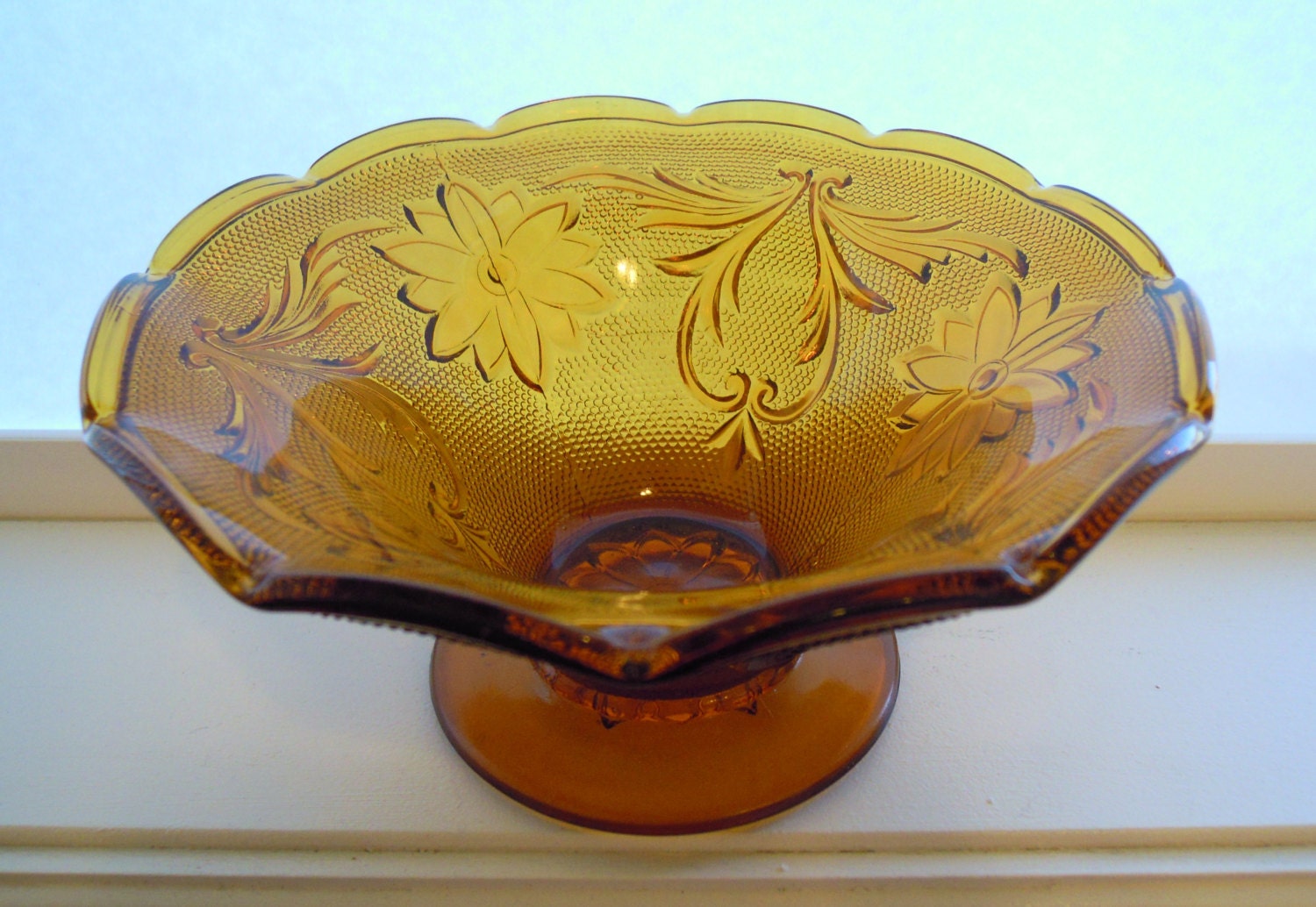 Tiara Indiana Glass Vase Amber Sandwich by TallulahsVintage