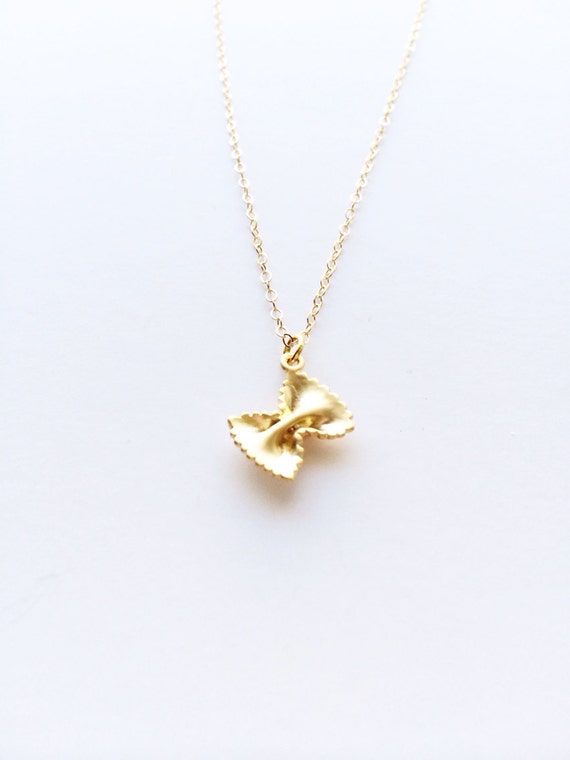 Tiny Gold Farfelle Pasta Pendant Necklace on Delicate 14-16" Gold Filled Chain - Gift for Her, Valentine, Just Because