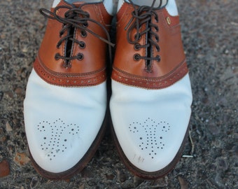 Vintage Golf Shoes/ 1970's Foot Joy Oxford Gold Shoes/ Oxford Shoes ...