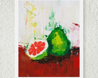 Citrus Print, Pomelo Painting, Colorful Art Print, Textured Art, Oil Painting Print, Kitchen Art Print, Original Art Print, Bright Art