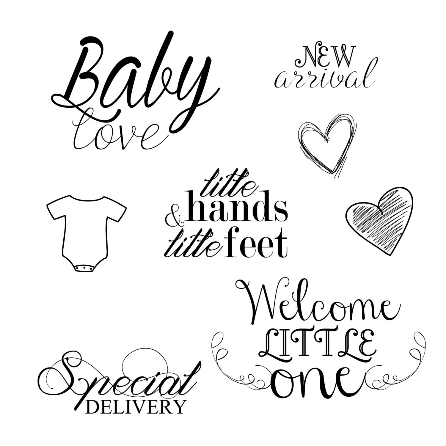 INSTANT DOWNLOAD Newborn Baby Word Art Overlays for