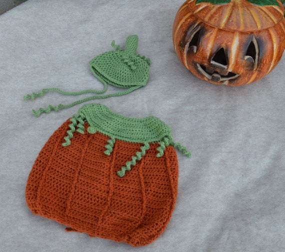 Items similar to Crocheted Pumpkin Costume size 6 months to 9 months on