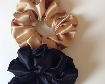 Set of two satin women's hair scrunchies/ponytail holder/ hair bun holder