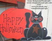 PATTERN for Happy Halloween Pumpkin & Black Cat  OFG FAAP Whimsical Fall Instant Download Epattern DecoArt Acrylics Autumn Cat