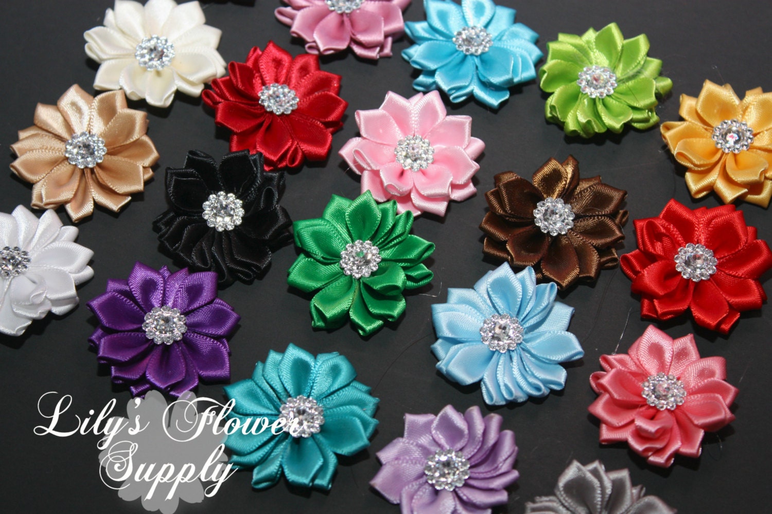 Satin Ribbon Flowes - Multilayer flower - Wholesale - 1.5 inch - Satin ...