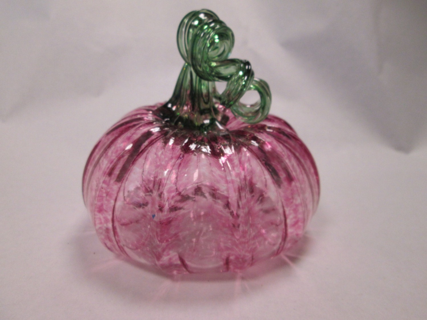 Mouth Blown ROSE PINK Art Glass Pumpkin Hand Made in the