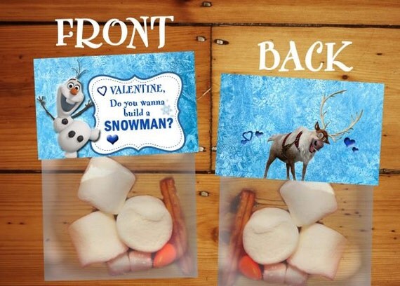 Valentine Frozen Olaf Treat Topper Snowman Instant Download - You Print - Digital