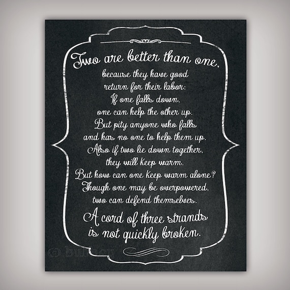 Two are Better than One Scripture Verse Art Print Ecclesiastes