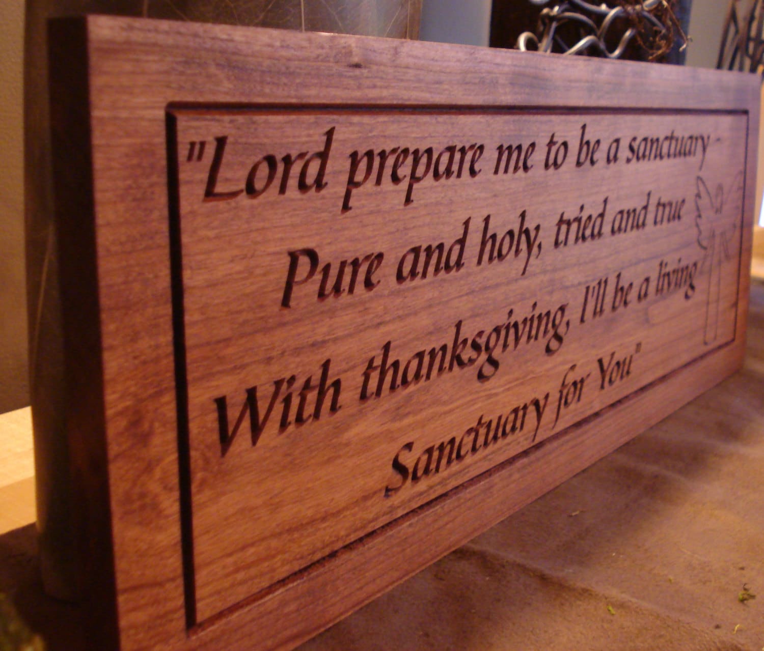 18 x 7 Wood Carved Inspirational Quotes Religious Gifts Angel