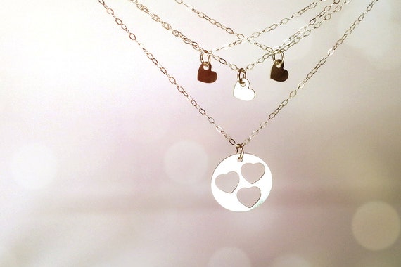 Mother 3 daughters necklace set by theCharmerCharms on Etsy