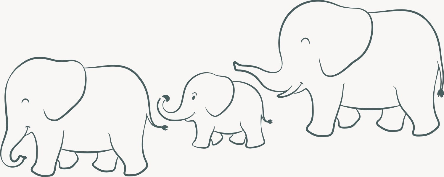 elephant family outline