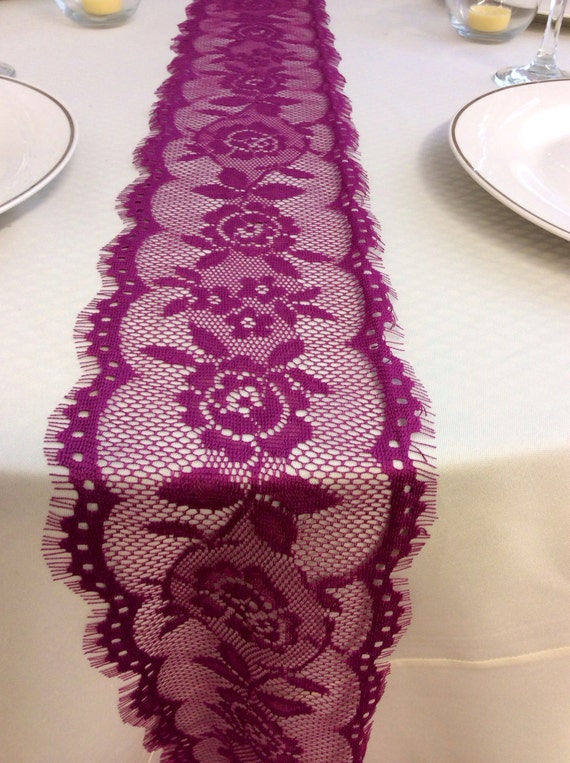 Plum Lace Table Runner 6ft Wedding Table by LovelyLaceDesigns