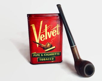 Vintage Red Velvet Tobacco Tin