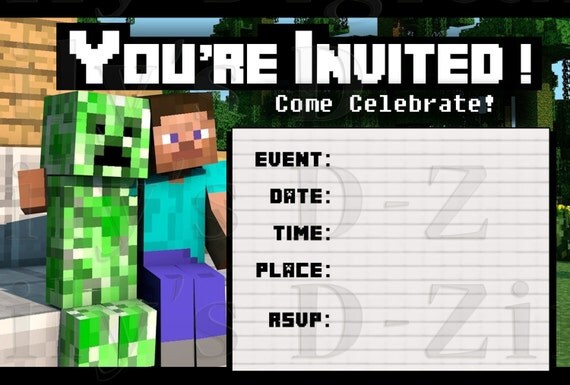 Minecraft Party Invitations 10