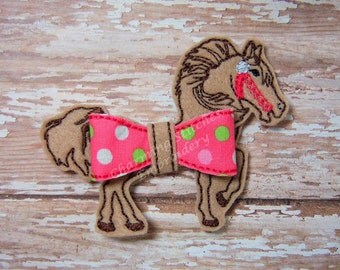 Horse Bow / Horse Carousel Bow - In the Hoop bow Felt Bow bow headband embellishment in the hoop bow