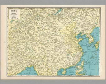 Items similar to Vintage map of China from 1941 Antique 1940s ...