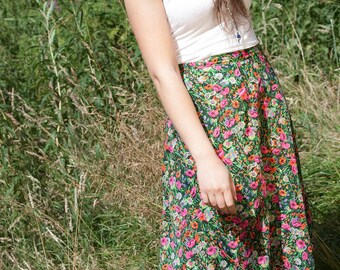 Flower Power Pretty 70s A line Skirt.