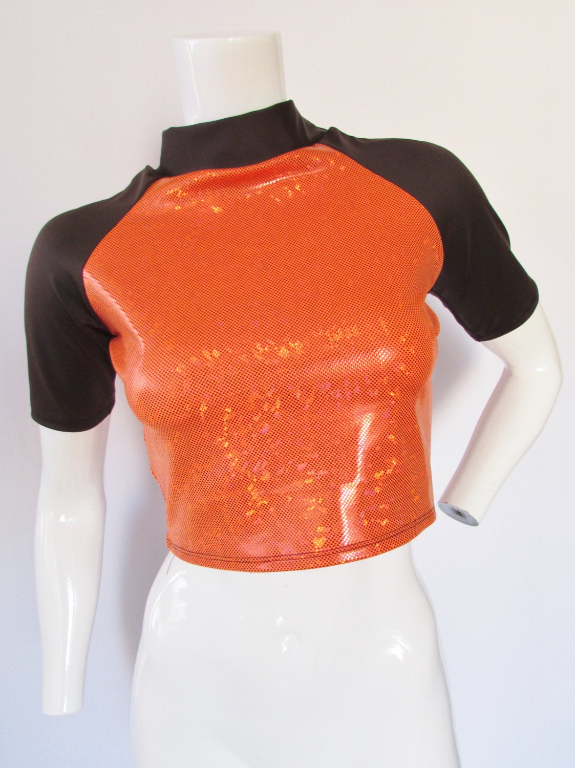 Woman's short sleeve rash guard Crop Top by ZanzaDesignsClothing