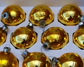 Vintage Gold glass Ball Christmas Ornaments - Set of 10
