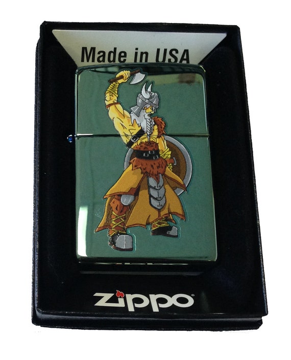 Zippo Custom Lighter Viking Warrior with Axe and Shield