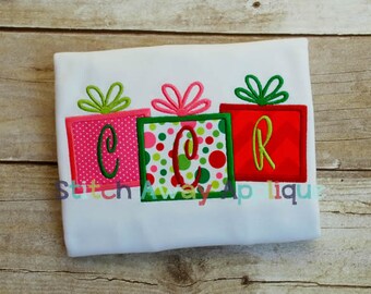 Christmas Present Trio Machine Embroidery Applique Design