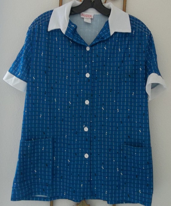 Vintage Button Down Ladies Smock Style Shirt Size by TheRemains