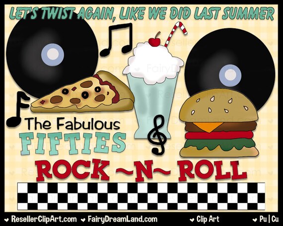 Fabulous Fifties Digital Clip Art Commercial Use Graphic
