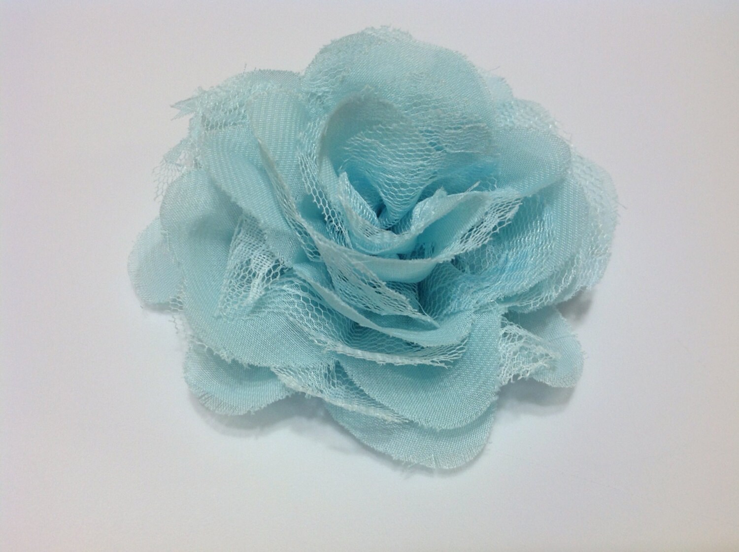 Light blue 3.75 inch lace chiffon flower by BoutiqueSuppliesCo