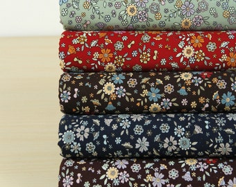 Colorful Small Flower Floral Cotton Fabric, Five Colors Available, 1/2 Yard