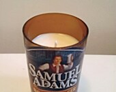 New! Upcycled Sam Adams Boston Lager Beer Bottle Beautiful All Natural Soy Candle