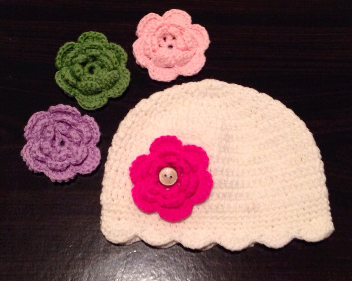 Interchangeable Girl Flower Hat Crochet Hat by BabyGirlsGlam